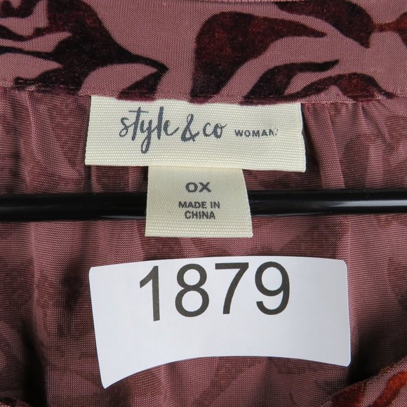 Style & Co.* Women's 3/4 Flare Sleeve Boat Neck Cut-Out Straight Hem Blouse~ OX - Picture 3 of 11